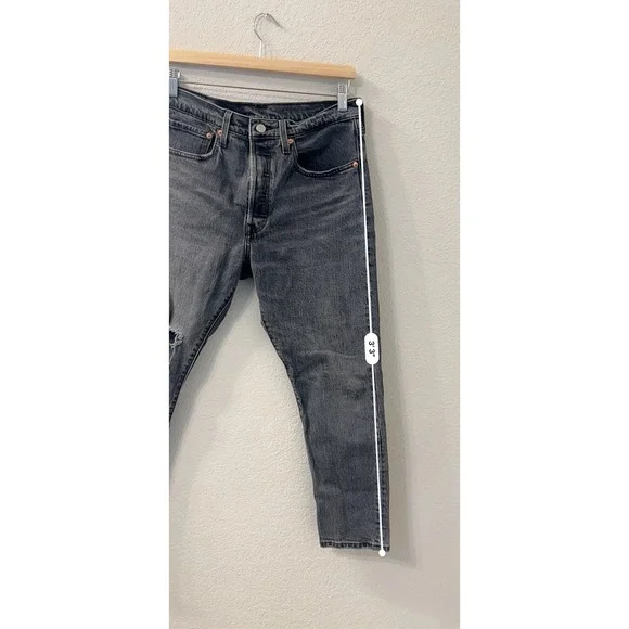 Levi's 501 Black Distressed Button Fly High rise Jeans Womens Size W30 L28 - Picture 7 of 7